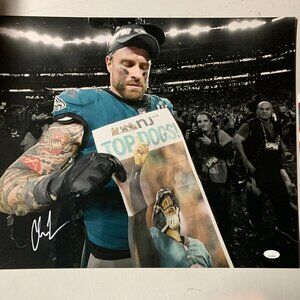Chris Long Autograph Signed Eagles SBLII Spotlight 16x20 Photo JSA